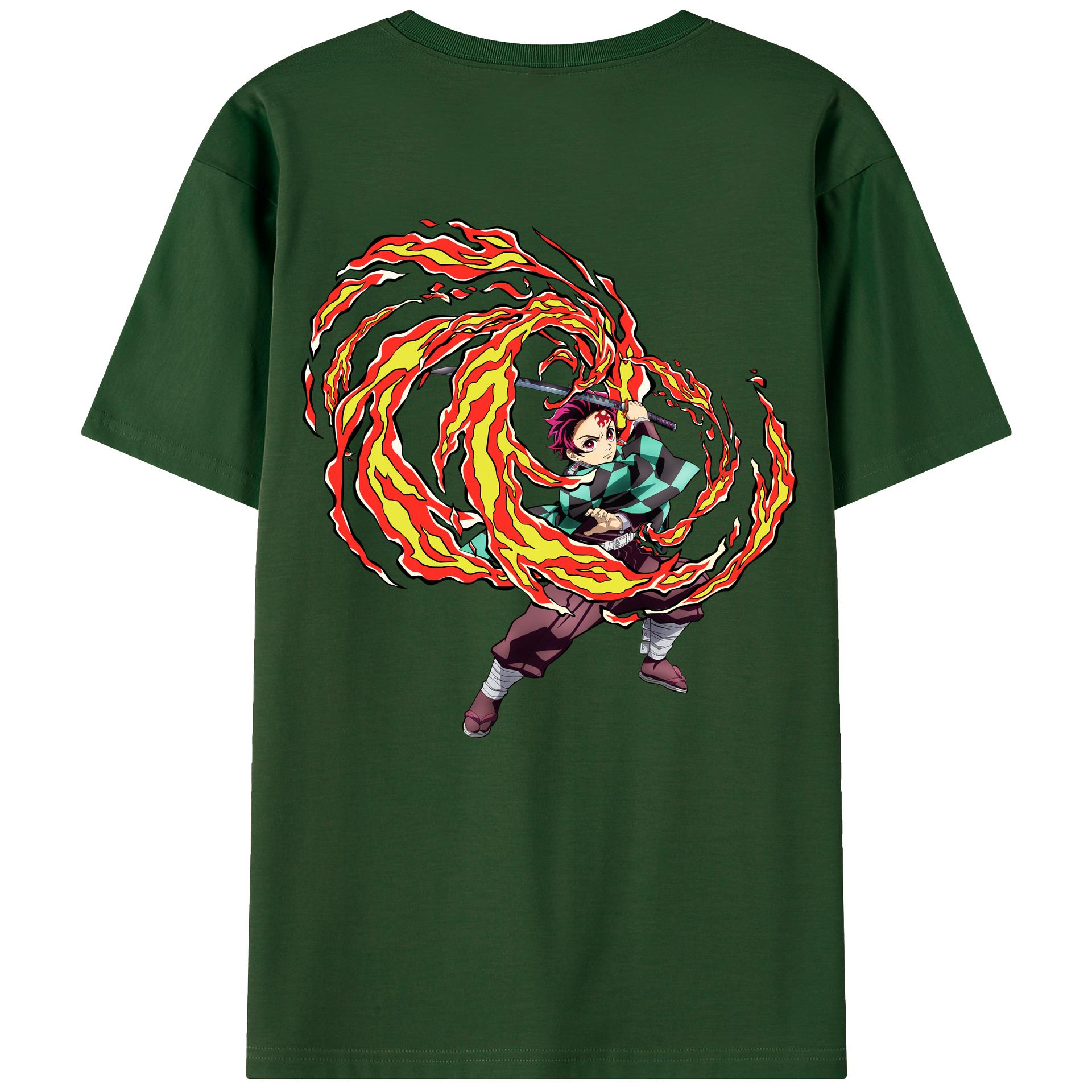 （画像用） 鬼滅の刃 竈門 炭治郎／かまど たんじろう Kamado Tanjirou 綿100％半袖Tシャツ（背面プリント）